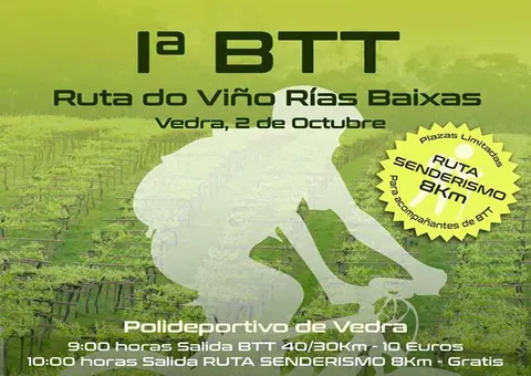 Nueva fecha para la primera BTT de la Ruta do Viño Rías Baixas que tendrá lugar el 2 de octubre en Vedra