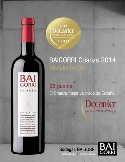 Baigorri Crianza 2014, Medalla de Oro en los Decanter World Wine Awards 2017