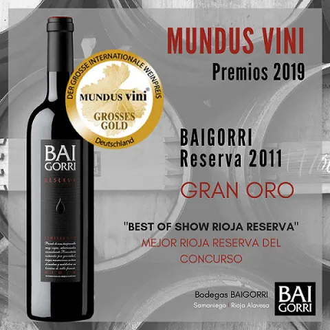 Baigorri Reserva 2011, Mejor Rioja Reserva en los Premios Mundus Vini 2019