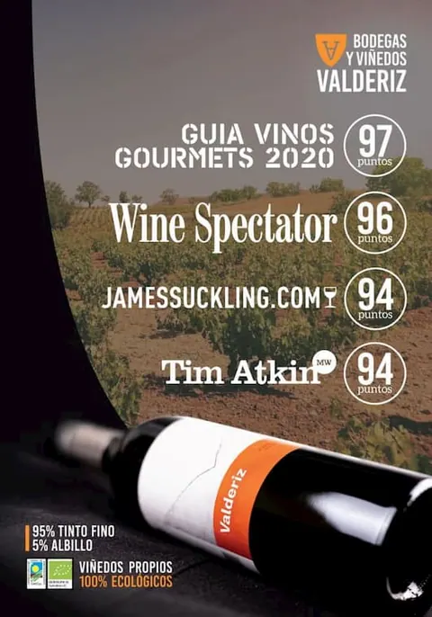 Valderiz 2016, Mejor Vino del Mundo por debajo de 50 US$ según Wine Spectator