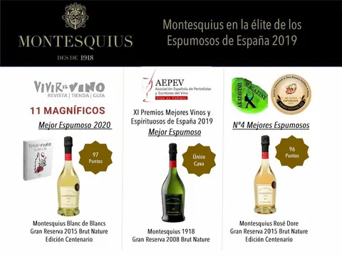 Montesquius en la élite de los Espumosos y cavas de España